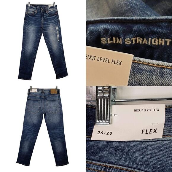 American Eagle AE Jeans Men’s Size 26X28 Medium Wash Slim Straight New - Picture 1 of 12
